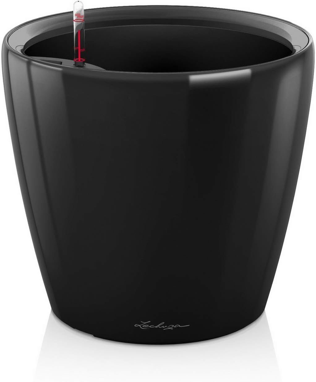 Lechuza Self Watering Plant Pot CLASSICO 21 LS Garden Flower Indoor and Outdoor Small Plastic Planter with Drainage Hole D21 H20 cm Black High-Gloss