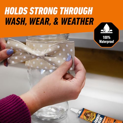 Gorilla Fabric Glue, 100% Waterproof, No-Sew, Washer/Dryer Safe, Permanent Bond, Clear, 2.5fl oz/73ml, Pack of 1
