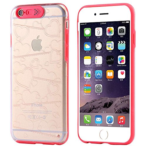 iPhone 6 Plus Case- YXF Creative LED Light up Incoming Call Flash Case Lovely Cute Cartoon Pattern Ultra Thin Clear PC Case for iPhone 6 Plus (5.5'') (Love Heart Pattern)