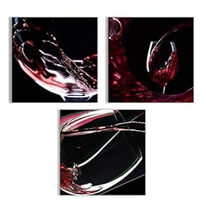 Canvas Wall Art Abstract Vintage Wine Cup Pictures Home Wall Decorations for Kitchen Streched and Framed - 12"x12"x3 Panels