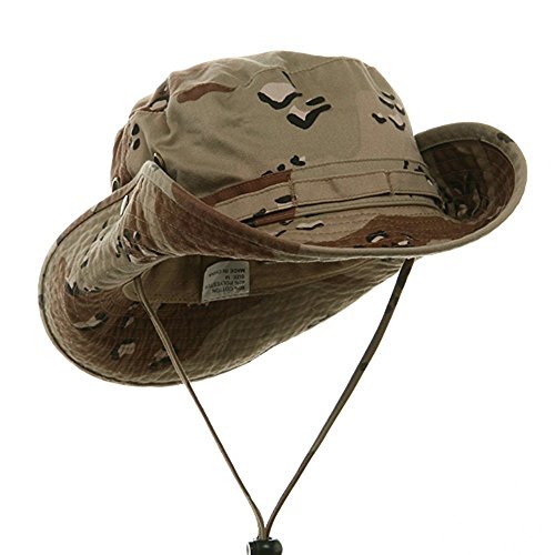 MG Men's Washed Cotton Twill Chin Cord Hunting Hat (Desert Camo Brown, Medium)