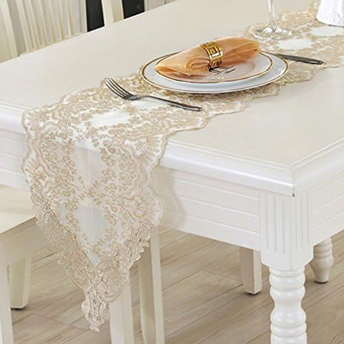 SOME 12 x 48 inch Table Runner Wedding Party Home Decoration Embroidered Lace Light Gold