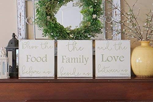 SIGNS Bless the Food Before Us The Family Beside Us and the Love Between Us Rustic Kitchen Funny Rustic Dining Room Wall Art Thankful Farmhouse 12x12