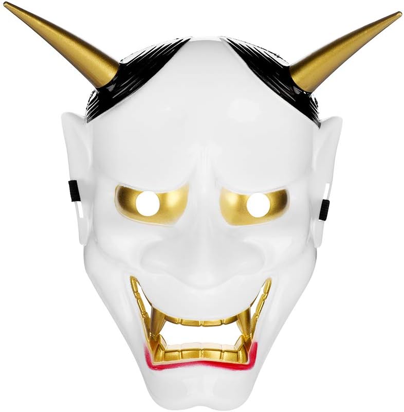 LONTG Halloween Mask Adults Devil Mask with Detachable Horns Demon Costume Mask Horror Scary Head Mask Fancy Dress Headwear Accessory Props for Masquerade Cosplay Theme Party Carnival(7 x8inch)