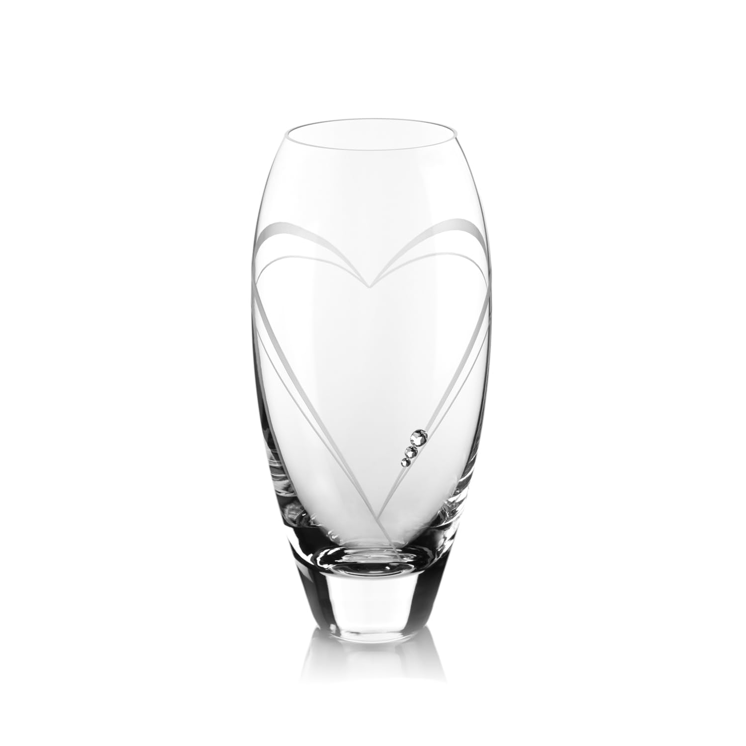 DIAMANTE Bud Vase 'Hearts' - Small Hand Cut Crystal Vase with Swarovski Crystals and a Heart Design - 7 inches tall /18cm