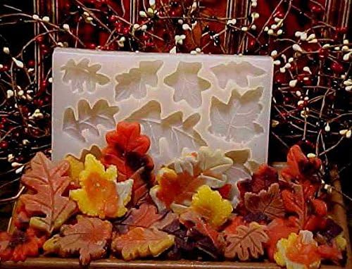 Fall Leaf Embeds 10 Cavity Silicone Mold 2230 Food-Soap-Candle-Resin-Flexible