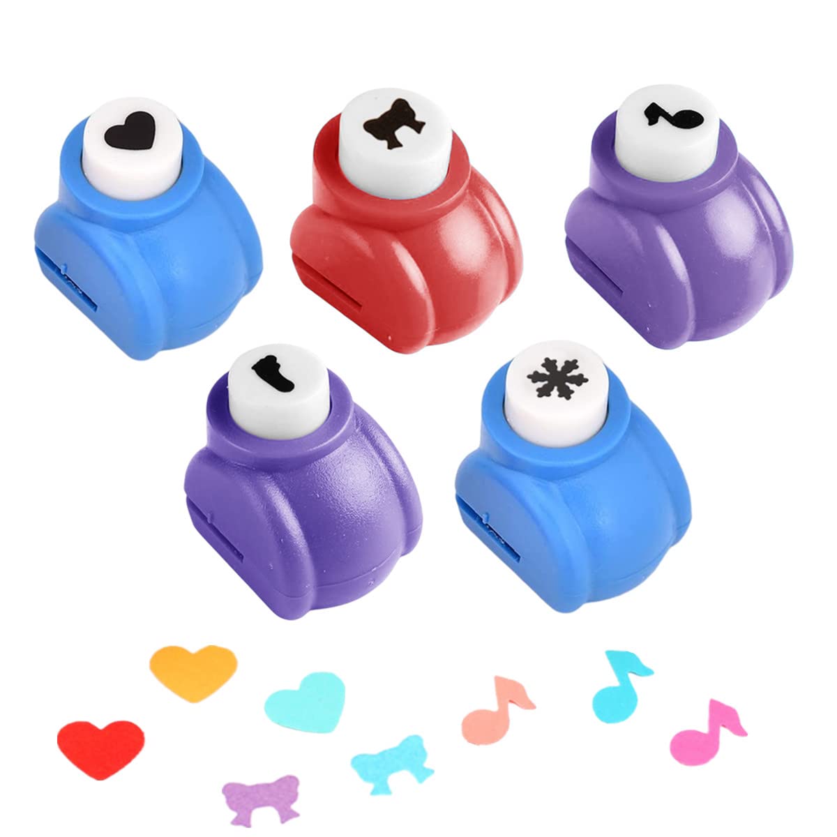 Morices 5 Pcs Paper Punch for Craft, Multiple Patterns Mini DIY Hole Puncher for Scrapbooking, Handmade Heart Foot Snowflake Note Bowknot Craft Punch Paper Shaper for Album Card Making (Color Random)