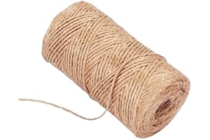 HipGirl 328ft Natural Jute Twine String for Crafts,Gift Twine for Gift Wrapping,Christmas Twine,Gift Packing Jute String,Garden Twine for Gardening,Plant Ties for Cucumber Trellis,Tomato Twine Support