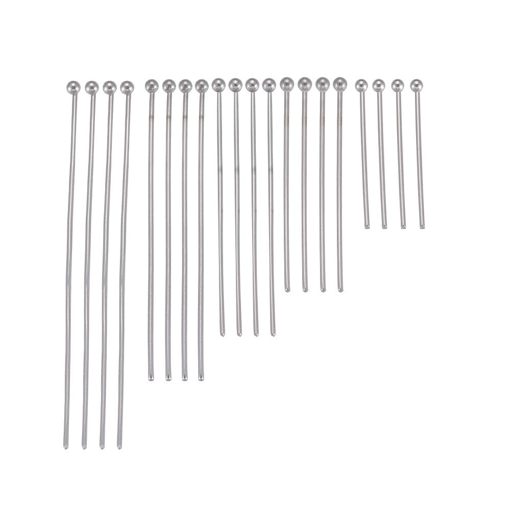 Airssory 100 Pcs 304 Stainless Steel Ball Head Pins 21-Gauge Headpins for Jewelry Necklace Making - 20/30/35/40/50mm, Packed with Box