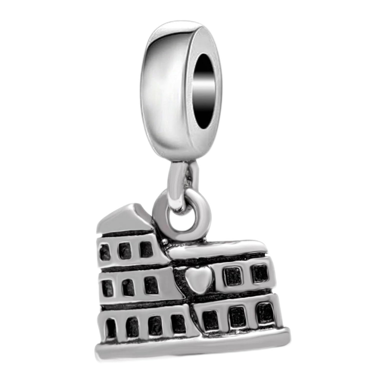 925 Sterlign Silver Roman Colosseum Charm Famous Charm 925 Sterling Silver Travel Charm Dangel Charm for Pandora Charm Bracelet (Roman Colosseum)