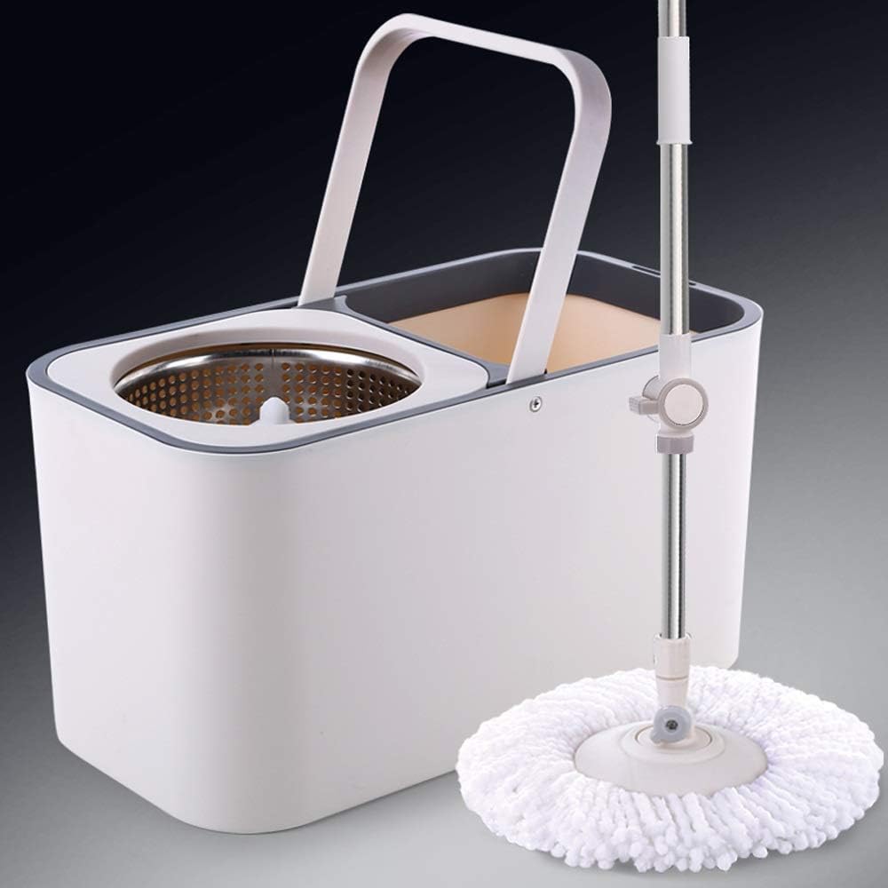 YZPXZTB 360° swivel mop with stainless steel bucket system extension handle and 2 microfiber mop heads, magic mop cleaning system for home kitchen floor cleaning
