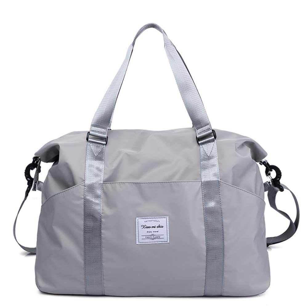 Women's Travel Duffle Bags, Tote Crossbody Bag Ladies Oxford Waterproof Gym Bag Weekend Overnight Carry on Shoulder Tote Bag Holdall Luggage Bags (L, Gray)