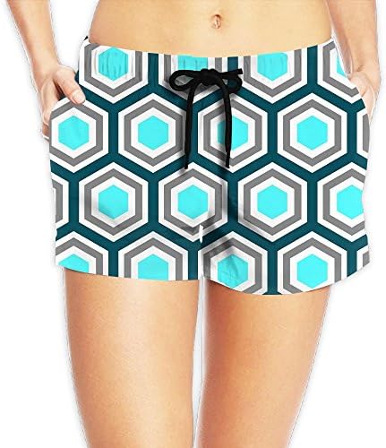 Hexagonal Geometry Womens Home Leisure Beach Board Shorts With Pockets For You Summer Surfing Vacation!