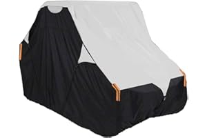 SOFTCLUB UTV Cover with Heavy Duty 420D Oxford Fabric, Side by Side UTV Cover Protects from Rain, Hail, Leaves and UV, XL 134’’x70’’x75’’ Utility Vehicle Storage Cover Fit Polaris Can-Am Defender