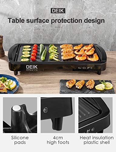 Electric Griddle, DEIK 2-in-1 Indoor Grill Smokeless Coated Non-Stick Pancake Griddle, 20''x10'' Extra Large Surface with 2 Oil Collection Channel, Cold-Touch Design, 5-Level Control, 1600W - Thumbnail 7