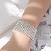 TENGZHEN Bridal Rhinestone Stretch Bracelet Silver Tone - Ideal for Wedding, Prom, Party or Pageant