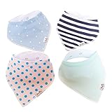 Baby Bandana Bibs | Baby Bandana Drool Bibs for Teething Babies | “Baby Blues” 4 Pack Gift Set by Stroller Society