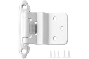DONANIM White Cabinet Hinges, 15 Pairs(30 Pack) 3/8 Inch Inset Self Closing Hinges for Cabinets Doors, 3/8 Inset White Kitchen Hardware Cabinet Door Hinges