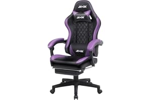JKOOK Gaming Chair with Footrest, Multifunctional Desk Chair with Linkage Armrest, PU Leather, Video Game Computer Chairs wit