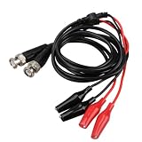 Vktech 2pcs 110cm BNC Q9 to Dual Alligator Clip Oscilloscope Test Probe Leads