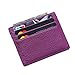 MEKU Genuine Leather Unisex Slim Card Case Super Thin Card Holder Compact Wallet With ID Card Window Purple