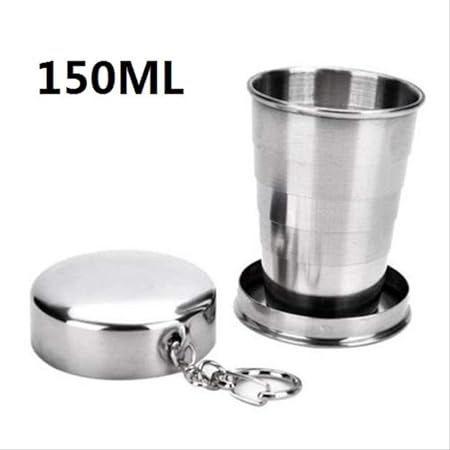 Daerwan Outdoor Camping Stainless Steel Folding Cup Foldable Travel Camping Hiking Cup Portable Foldable Red Wine Glass With Key Ring Amazon Co Uk Kitchen Home