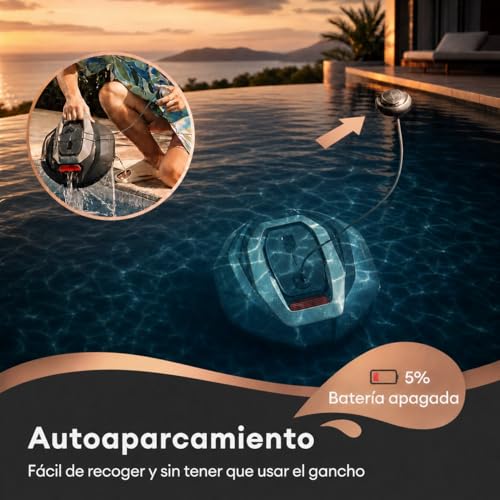 Pooleco Cordless Pool Robot Vacuum Cleaner with Float, 3 Motors, App and Remote Control, Automatic Parking, Pick Up Without Gorge, Bottom Cleaning for All Types of Pools, 90 Min, 80 m2