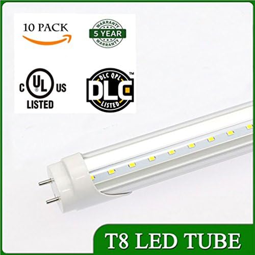 Anjeet T8 LED Tube Light Bulb, 4FT, 20W, 2200LM, 4000K (Neutral White), Fluorescent Replacement Light Lamp, Clear Cover, Dual-Ended Power, UL-Listed & DLC-Qualified (10 Pack, 4000K-Neutral White)