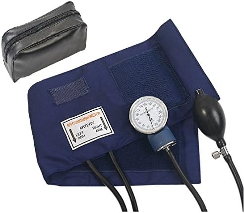 HTE Adult Deluxe Aneroid Sphygmomanometer with black cuff and leather Carrying case