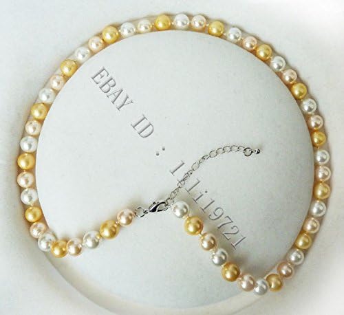 wassana 8mm AAA Multicolor south sea shell pearl necklace 18" LL010