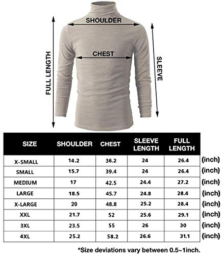 Men's Mock Turtleneck Thermal Shirt - Slim Fit Long Sleeve Baselayer (60% Polyester, 35% Viscose, 5% Spandex)