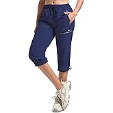 BVVU Women's Cargo Capris Hiking Pants Lightweight Quick Dry Joggers Outdoor Waterproof Workout Pants with Pockets