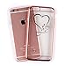 iPhone 6S Case,iPhone 6 Case,ikasus Mini Love Heart Glitter Bling Crystal Rhinestone Diamonds Clear Rubber Rose Electroplate Plating Frame TPU Soft Silicone Bumper Case Cover for iPhone 6/6S 4.7