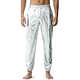 Arjen Kroos Men's Metallic Shiny Jogger Pants Breathable Party Night Club Disco Trousers