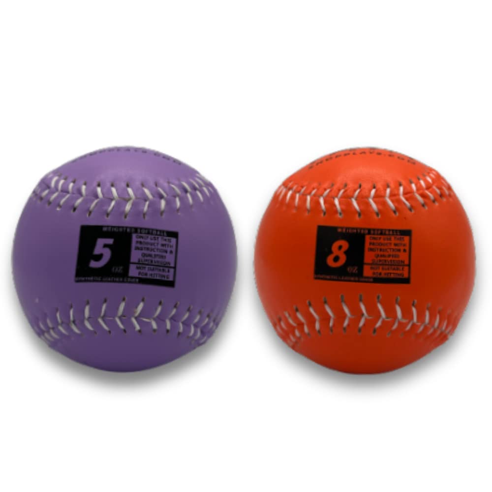 Photo 1 of SHOP PLAY 9 Weighted Softballs | Leather Softball Weighted Balls (Set of 2) for Pitching | 11” Inch Weighted Softballs for Youth Level | Improve Power & Accuracy