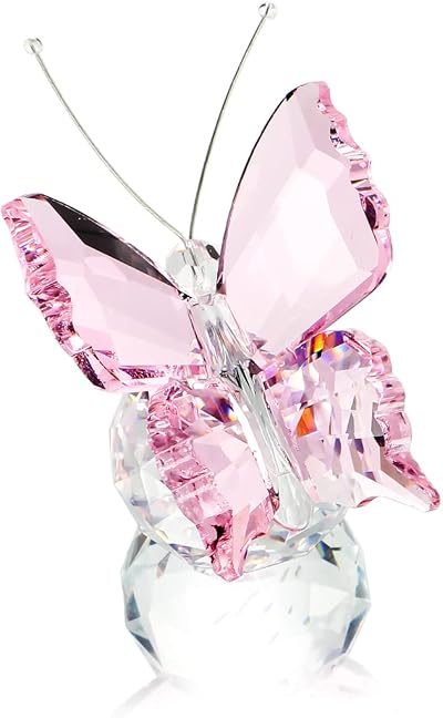 H&D HYALINE & DORA Crystal Flying Butterfly Figurine Glass Ball Base 5in