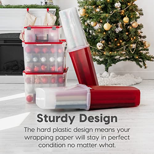 IRIS USA 40" 20 Rolls Wrapping Paper Storage Container of wrap, Clear