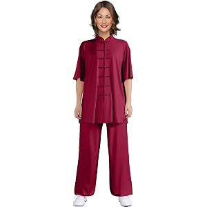Womens Men's Short Sleeve Martial Arts Practice Suit Clothing UnisexMandarin Collar Tai Chi Kung Fu Uniform Set