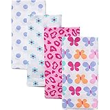 Gerber Prefold Diaper Burp Cloths, Girl Floral Print, 4 Count