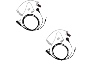 Caroo Walkie Talkie Headset 1 Pin Covert Acoustic Tube Earpiece with Mic Compatible with Cobra CXT195 CX112 ACXT1035r ACXT145 ACXT545 PX655 RX385 RX685 Two Way Radio Accessories 2 Pack