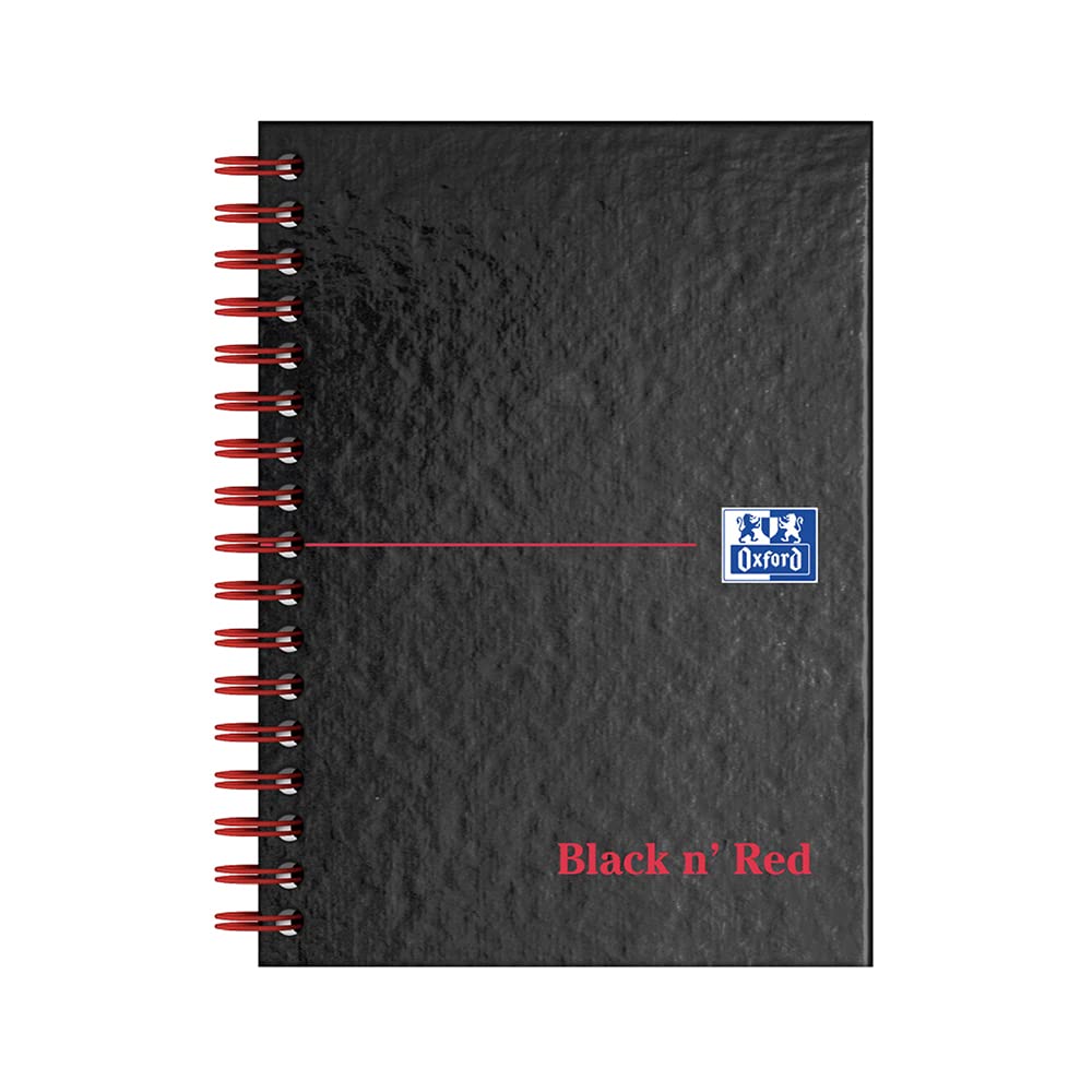 Oxford Black n' Red A6 Wirebound Hardback Notebook - Black
