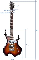 Bonnlo Electric Guitar Flame Style HSH Pickup with Accessories Sunset view 2
