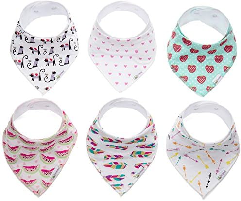 Baby Bandana Bibs - 6 Pack | Soft and Stylish Bibs for Drooling, Teething & Feeding | Change your Baby's Bib Not Their Cute Outfit | Perfect Baby Registry & Gift Set