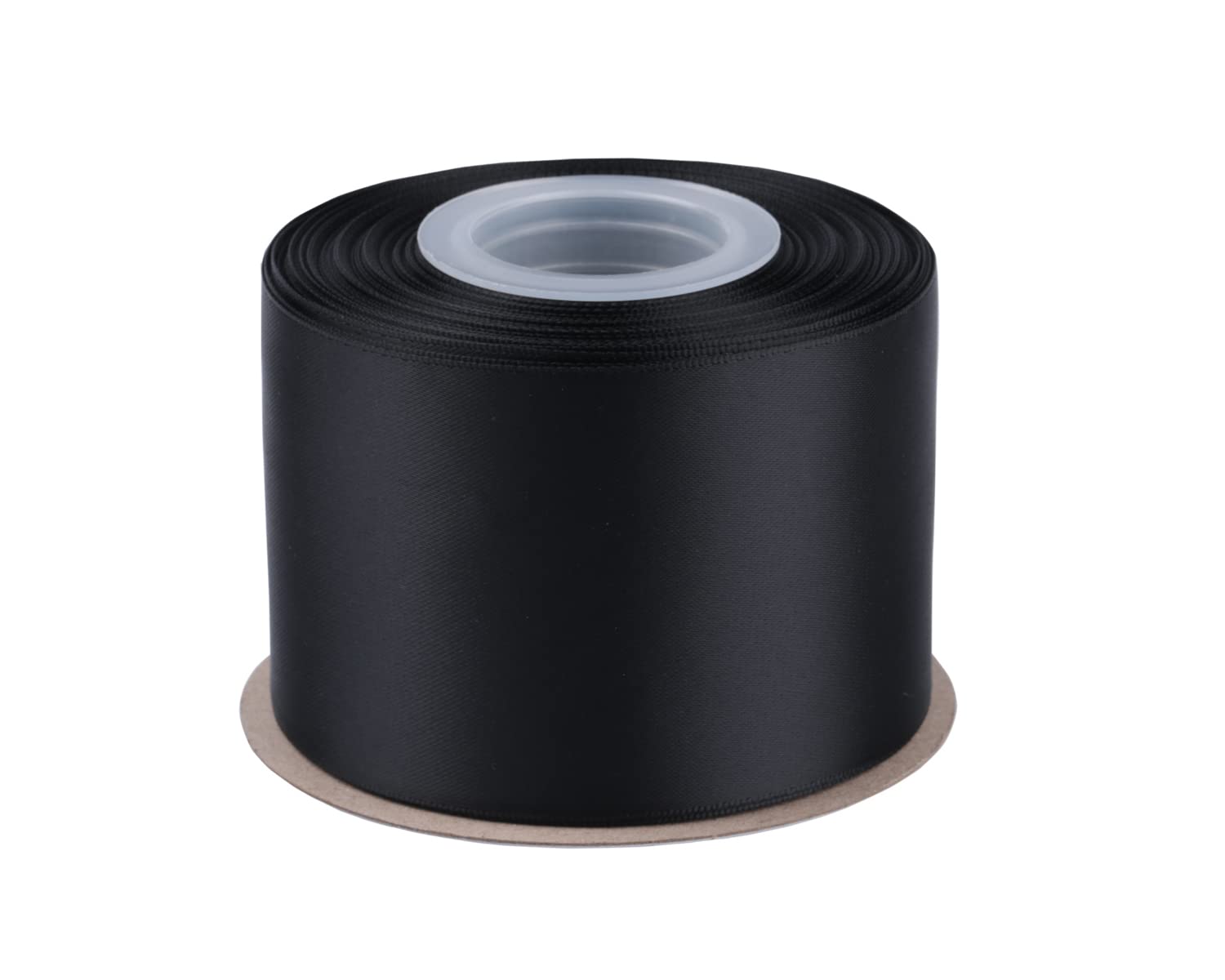 Fondersy 63mm X 22M Double Faced Satin Ribbon Black Polyester Ribbon for Gift Wrapping Wedding Decoration Floral Arrangement Crafts