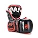 Sanabul Essential 7oz MMA Gloves for Men & Women, Hybrid MMA Martial Arts, Sparring Grappling Training, Padded Kick Boxing Gloves, Black/Red Large/X-Large