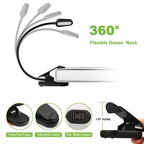 ColorGo Rechargeable Book Light, Easy Clip on LED Night Reading Light for Books in Bed With White and Warm Lamp [Patent Protect] - Thumbnail 3