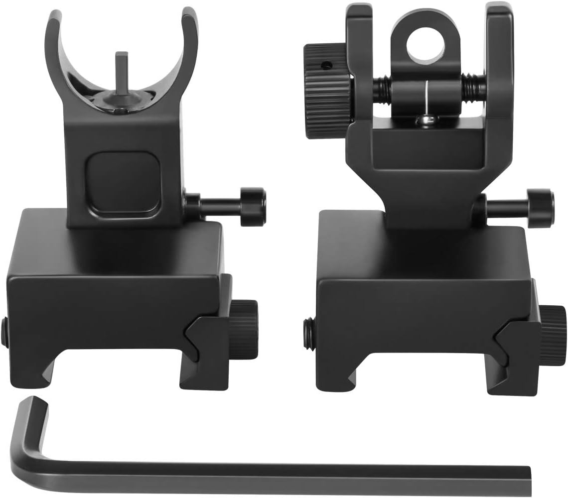 Gogoku Flip Up Iron Sight Front Rear Sight Compatible for Picatinny Rail and Weaver Rail Foldable Sights