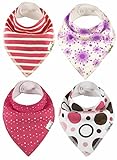 4 Designs,3 - 36 month,Baby Bandana Bibs by ZELDA MATILDA Extra Long Absorbent Adjustable Bib Made of Organic Cotton and Fleece, for Teething Drool and Feeding - (4 Pack),4 Designs,3 - 36 month