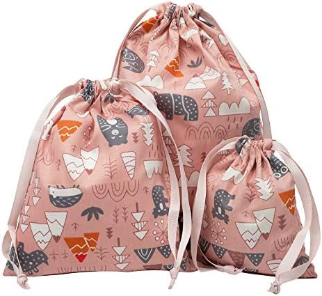 Neoviva おしゃれ かわいい 巾着 袋 大 中 小 3点 セット 入園準備 小物入れ コップ袋 学校 ウサギ ピンク プレゼント 直輸入品激安 旅行 体操着袋