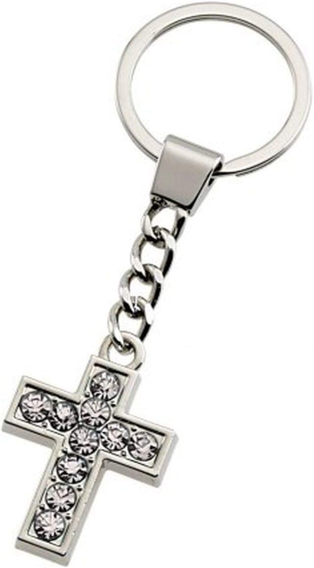 Ten Cross keychain with crystals cod.EL7676 cm 10x3,2x1h by Varotto & Co, Steel